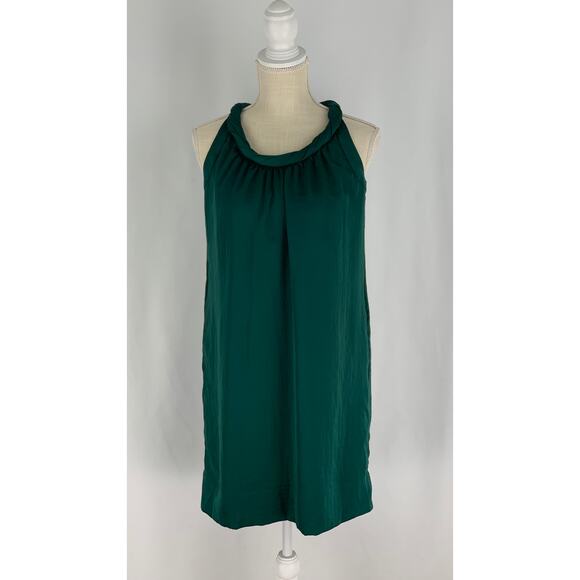 Talbots Emerald Green Rope Neck Mini Cocktail Dress Womens 4 Petite Sleeveless - Picture 6 of 9